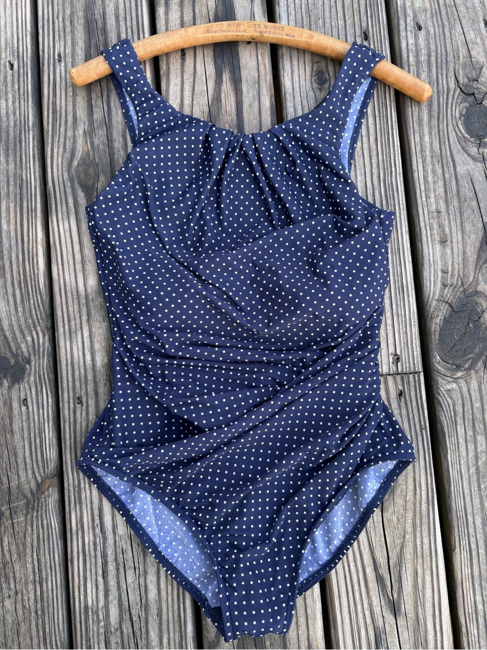 Miraclesuit One Piece Navy Dot Swimsuit